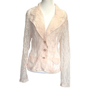 Vintage Fredericks of Hollywood Dainty Floral Lace Blazer Jacket Size L Softgirl